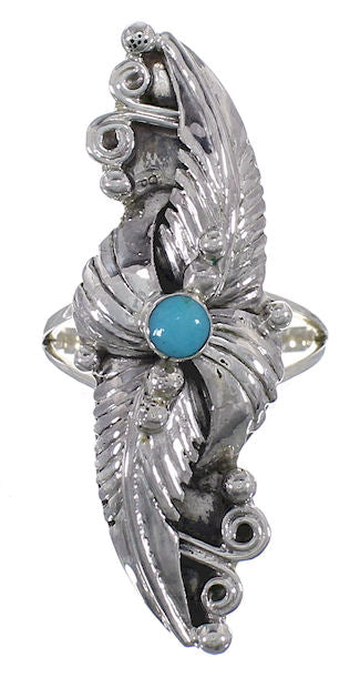 Genuine Sterling Silver Turquoise Ring Size 7-1/2 OS59067